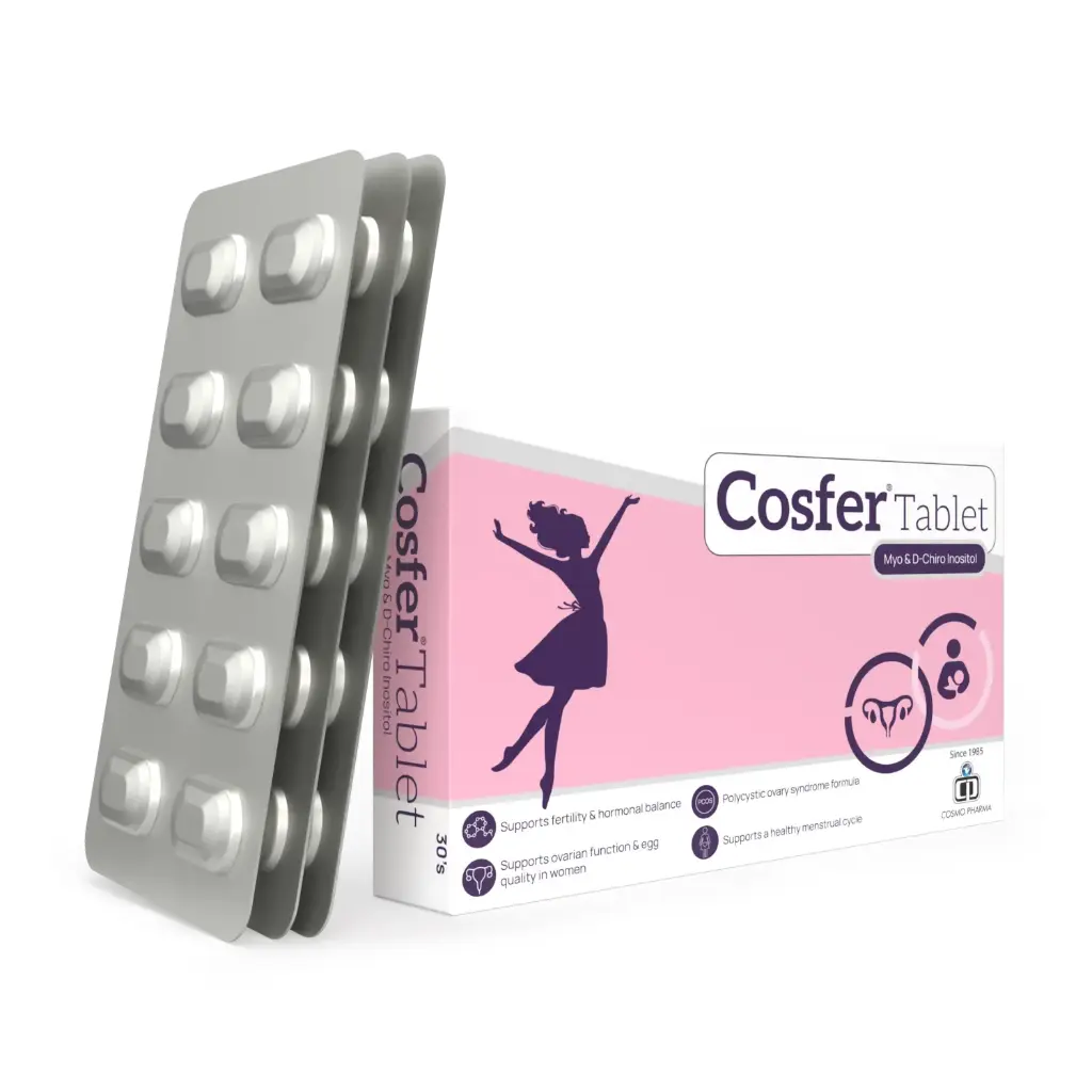 Cosfer اِنوسیٹول، فولیٹ اور وٹامن D3 گولیاں – 30 گولیاں