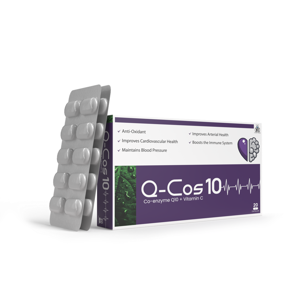 Q-Cos Coenzyme Q10 & Vitamin C Capsules – 20 Capsules