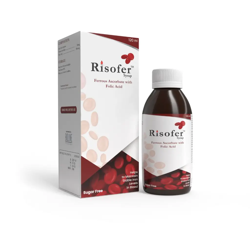 Risofer آئرن اور فولک ایسڈ شربت – 120 ملی لیٹر