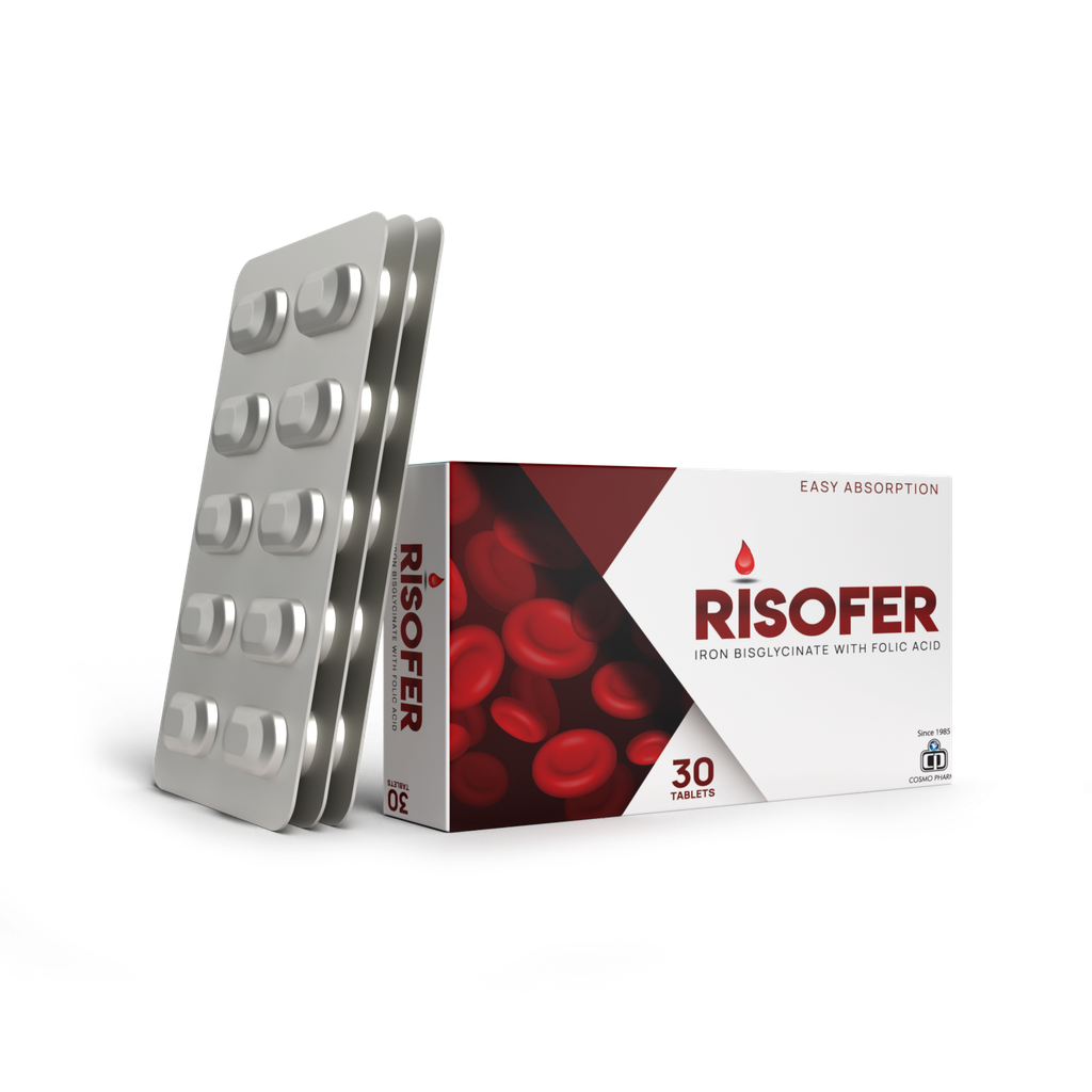 Risofer Iron Bisglycinate & Folic Acid Tablets – 30 Tablets